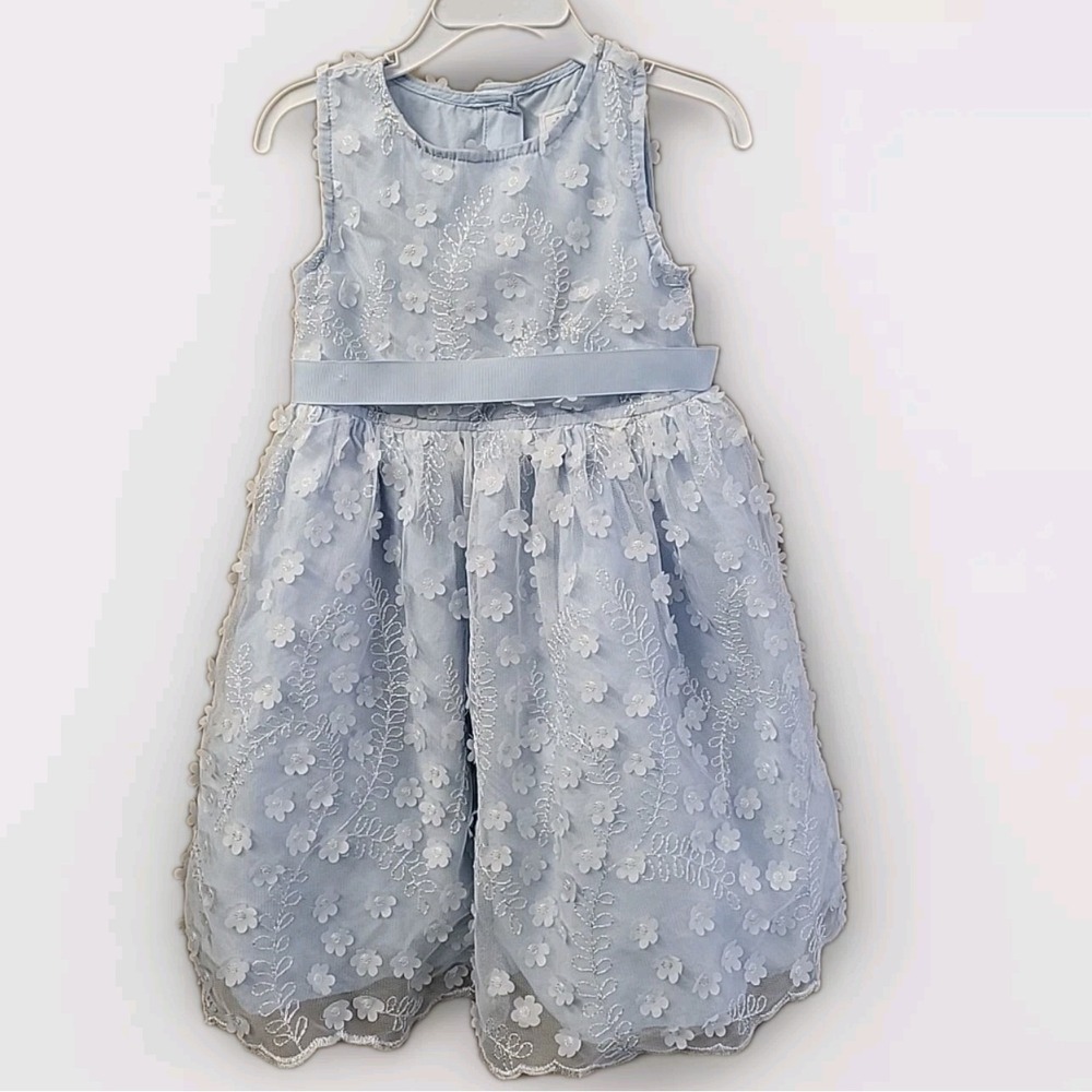 GYMBOREE Girls 4T Dress SPECIAL OCCASION White &  Blue Floral